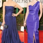 2012 Golden Globes blue dresses Berenice Bejo Laura Linney