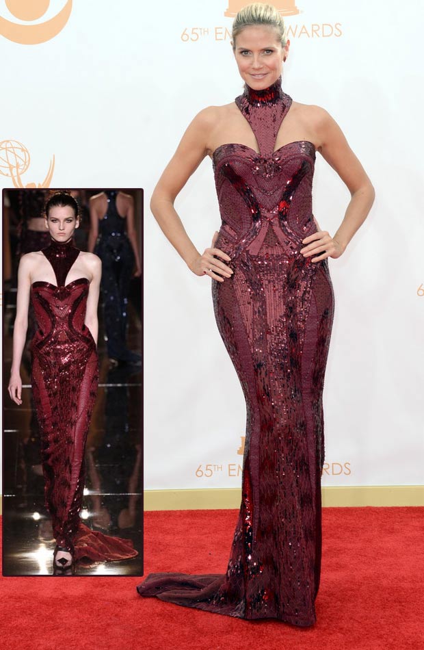 2013 Emmy Awards dresses Heidi Klum burgundy Versace