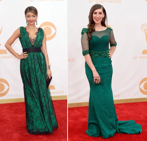 2013 Emmy green dresses Sarah Hyland Mayim Bialik