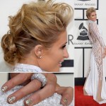 2014 Grammy Awards Paris Hilton dress hair glitter nails