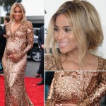 2014 Grammy Awards pregnant Ciara sequins Pucci dress white nails