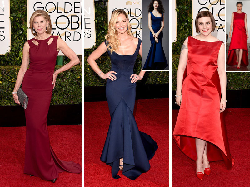 2015 Golden Globes Red Carpet Zac Posen dresses Christine Baranski Katherine Heigl Lena Dunham