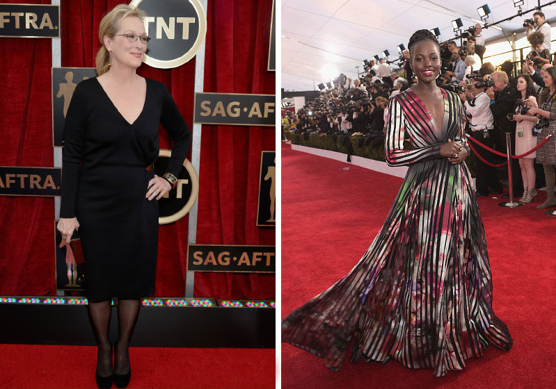2015 SAG red carpet Meryl Streep Lanvin Lupita Nyong o Elie Saab