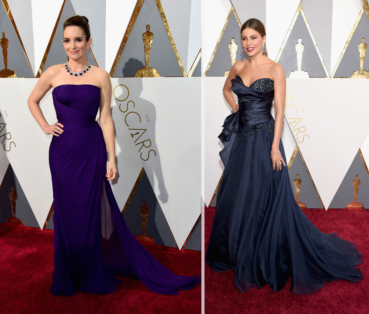 2016 Oscars Red carpet dresses Tina Fey Sofia Vergara