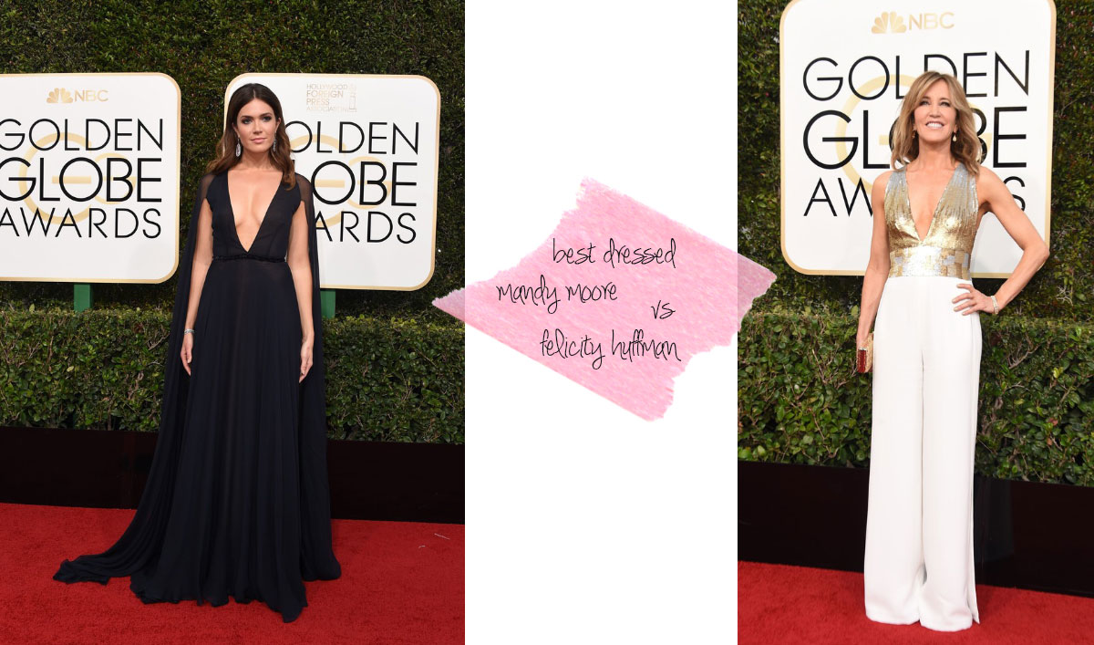 2017 Golden Globes dresses Mandy Moore Felicity Huffman