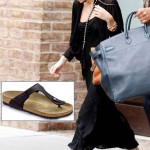 Ashley Olsen wears black Birkenstock Gizeh sandals