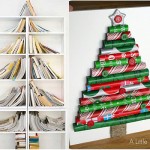 Christmas trees made of books and paper