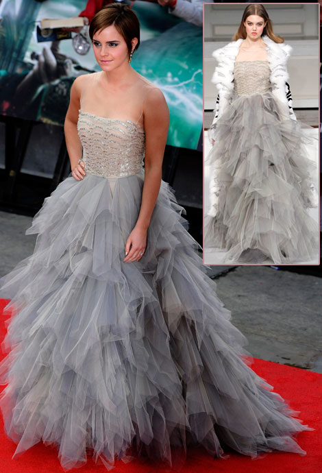 Emma Watson Oscar de la Renta tulle dress Harry Potter premiere