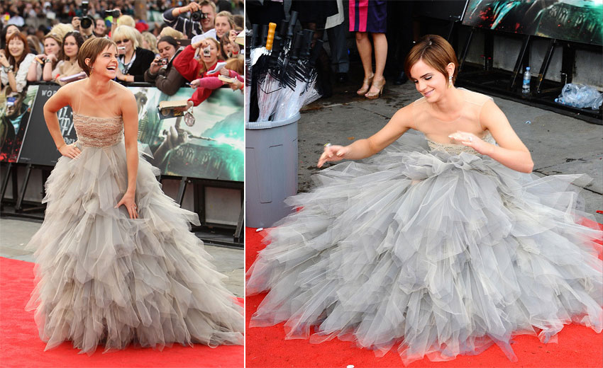 Emma Watson gray dress Harry Potter premiere