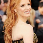 Jessica Chastain black and gold dress 2012 Oscars