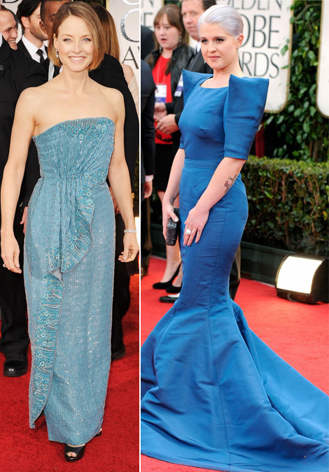 Jodie Foster blue dress Kelly Osbourne blue dress 2012 Golden Globes
