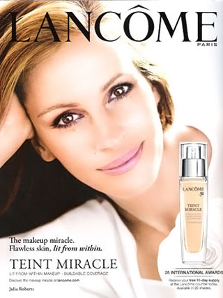 Julia Roberts Lancome ad campaign Teint Miracle