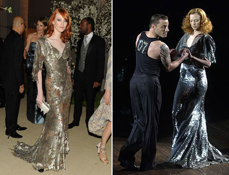 Karen Elson glittery Alexander McQueen dress Met gala 2011