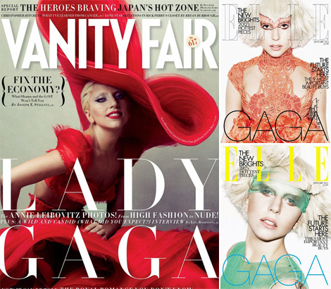 Lady Gaga January 2012 Vanity Fair Elle UK covers