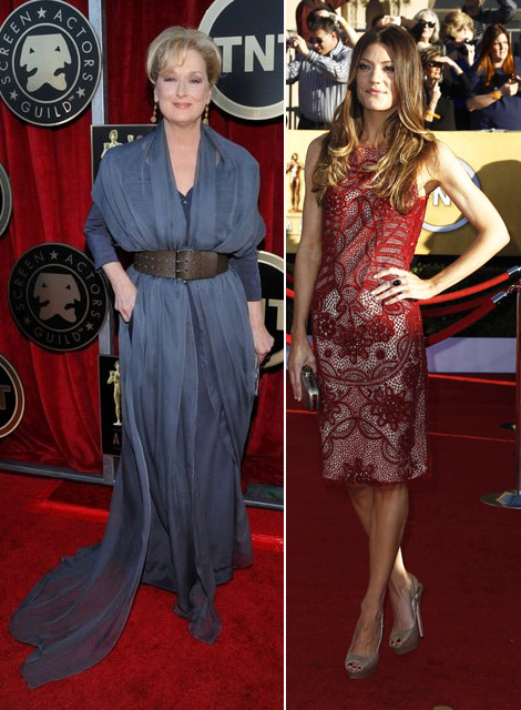 Meryl Street gray Vivienne Westwood Jennifer Carpenter red Emilio Pucci 2012 SAG dresses