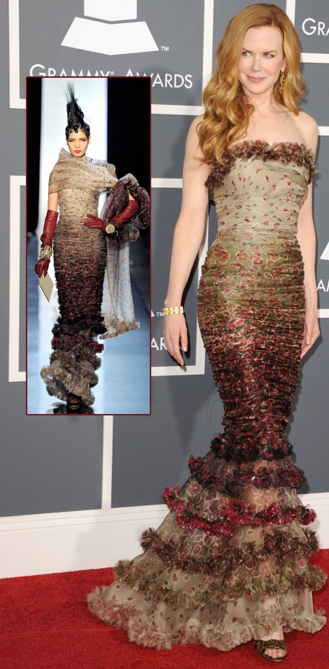 Nicole Kidman floral Jean Paul Gaultier dress 2011 Grammy Awards