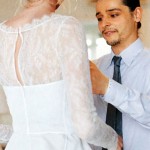 Olivier Theyskens working on Caroline Trentini s wedding dress