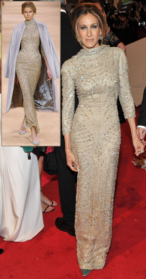 Sarah Jessica parker McQueen sparkling dress Met Gala 2011