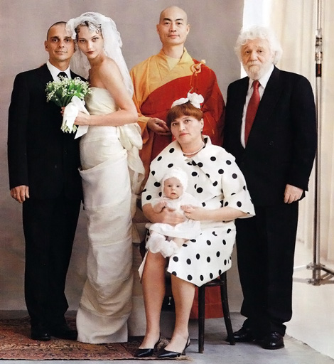 Sasha Pivovarova with husband Igor wedding.