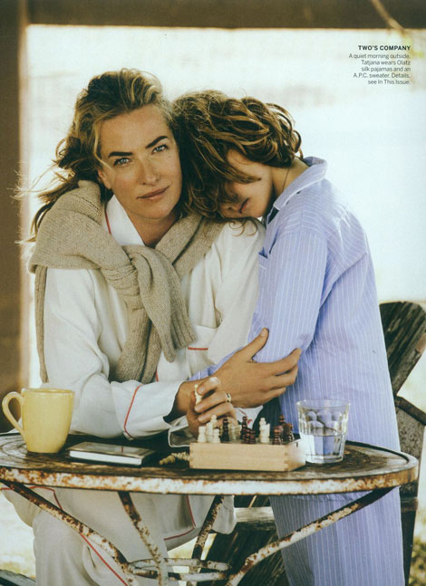 Tatjana Patitz and her son in Vogue by Peter Lindbergh