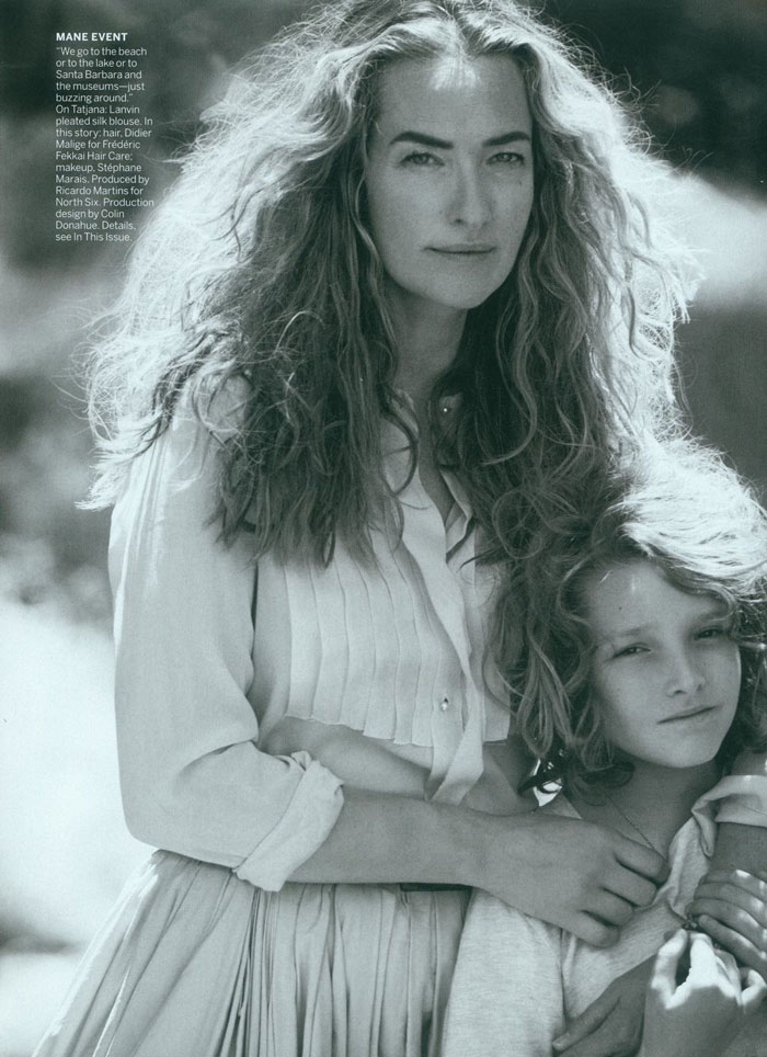 Tatjana Patitz and her son photographed by Peter Lindbergh for Vogue