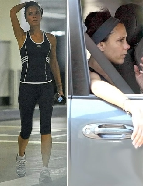 Victoria Beckham leaving gym sweaty without makeup