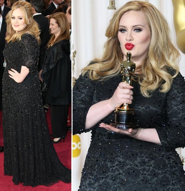 Adele Jenny Packham black lace dress 2013 Oscars