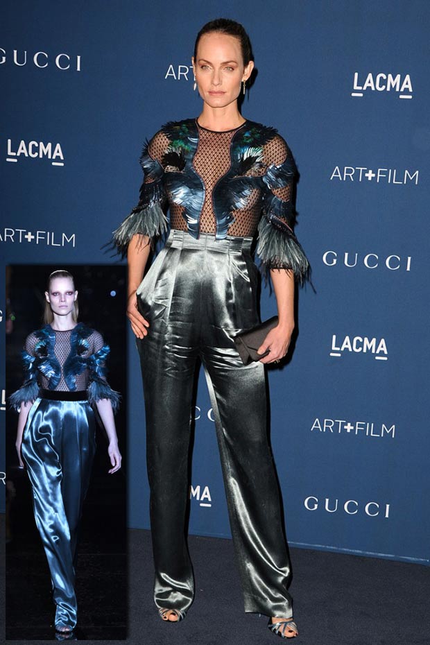 Amber Valletta Gucci suit