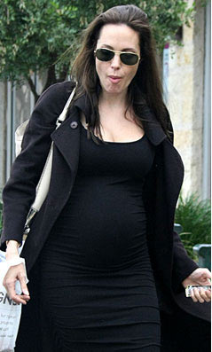 Angelina Jolie Baby Bump in Black Dress