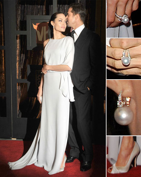 Angelina Jolie Brad Pitt Critics Choice Awards 2009 Mikimoto jewelry