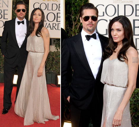 Angelina Jolie Golden Globes 2009 Atelier Versace dress Brad Pitt Tom Ford