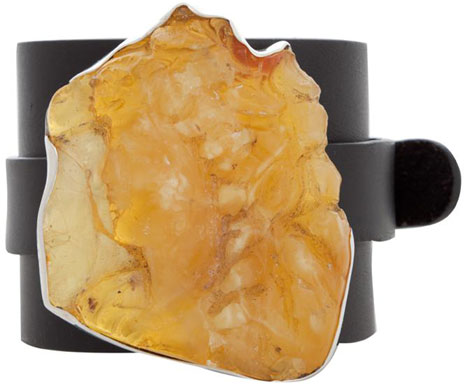 Anna Porcu leather cuff unfinished amber