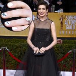 Anne Hathaway butterfly white nails 2013 SAG Awards