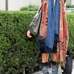 Arizona Muse double scarves outfit