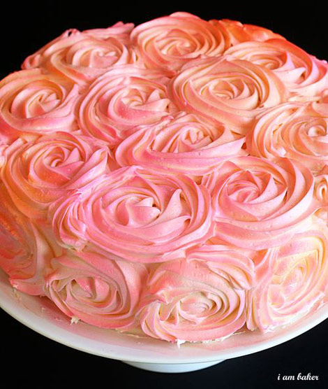 Beautiful pink rose cake I am baker