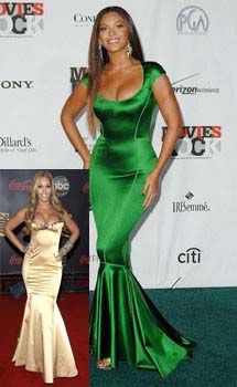 Beyonce Green Dress and Golden Dress
