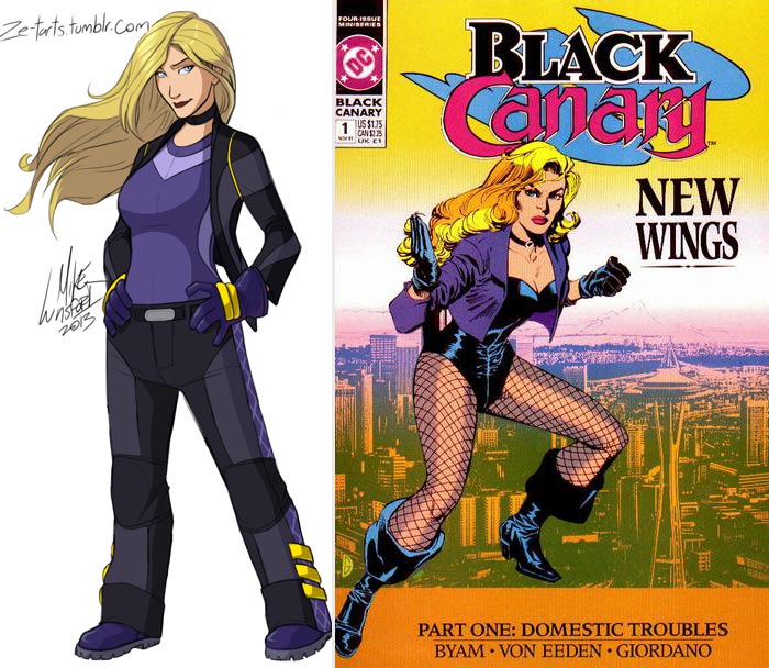 Black Canary classic costume vs modern costume
