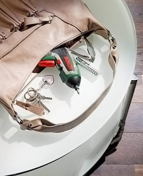 Bosch IXO cordless screwdriver hidden in the bag