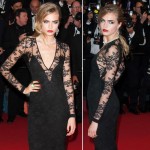 Cara Delevingne black lace dress Cannes 2013 Red Carpet