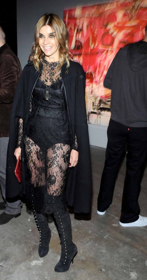 Carine Roitfeld Goes Pantless With Boots And Lace