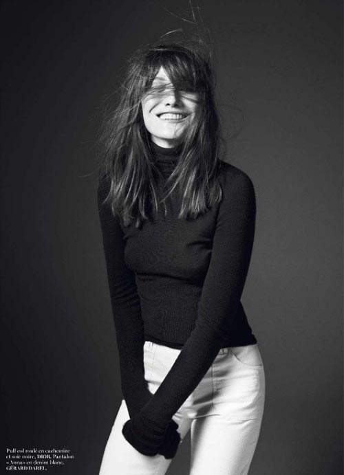 Carla Bruni smiling for Vogue Paris December 2012