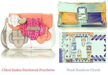 Chloe Saskia Patchwork Pouchette and Fendi Rainbow Clutch