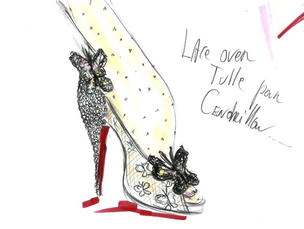 Christian Louboutin Cinderella shoes drawing