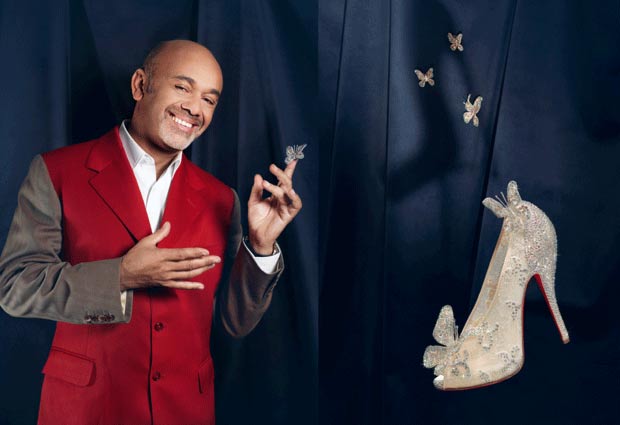 Christian Louboutin presenting Cinderella shoes