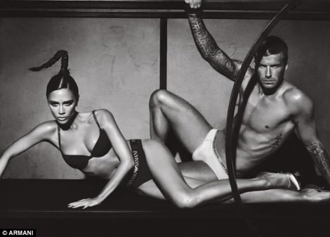 David And Victoria Beckham For Armani Underwear Ad Campaign 2009