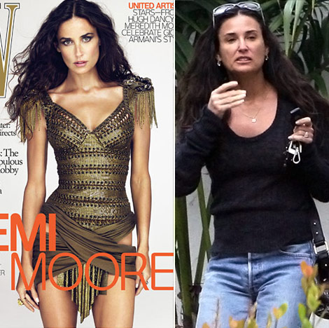 Demi Moore with without photoshop