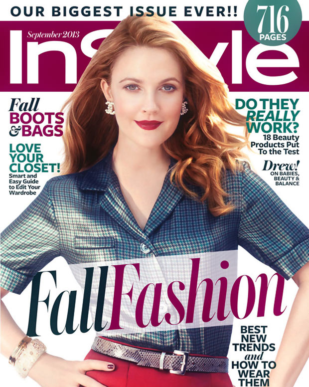 Drew Barrymore InStyle September 2013 issue cover