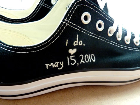 Embroidered Converse wedding date