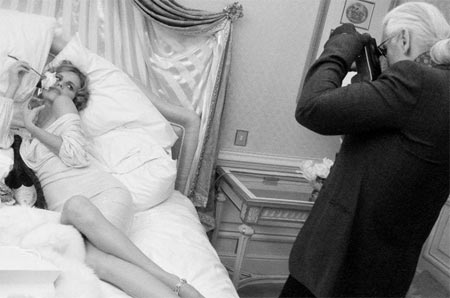 Eva Herzigova for Dom Perignon ad by Karl Lagerfeld black and white