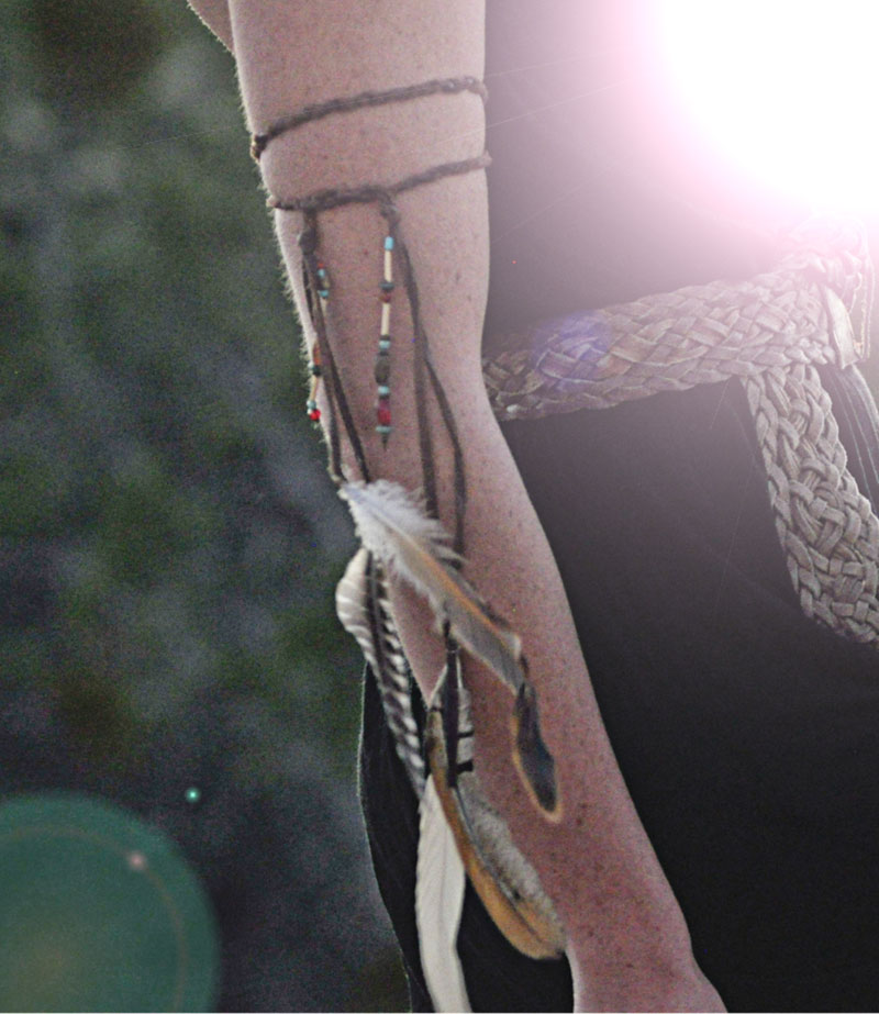 feathered arm piece Spirit Tribe